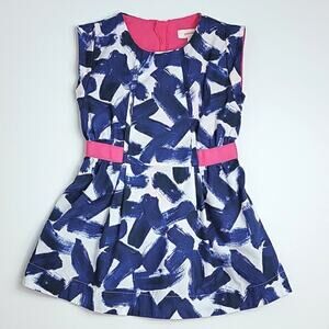 Catimini Girl's Sleeveless Navy Pink Abstract Print A-line Dress Child Toddler 3